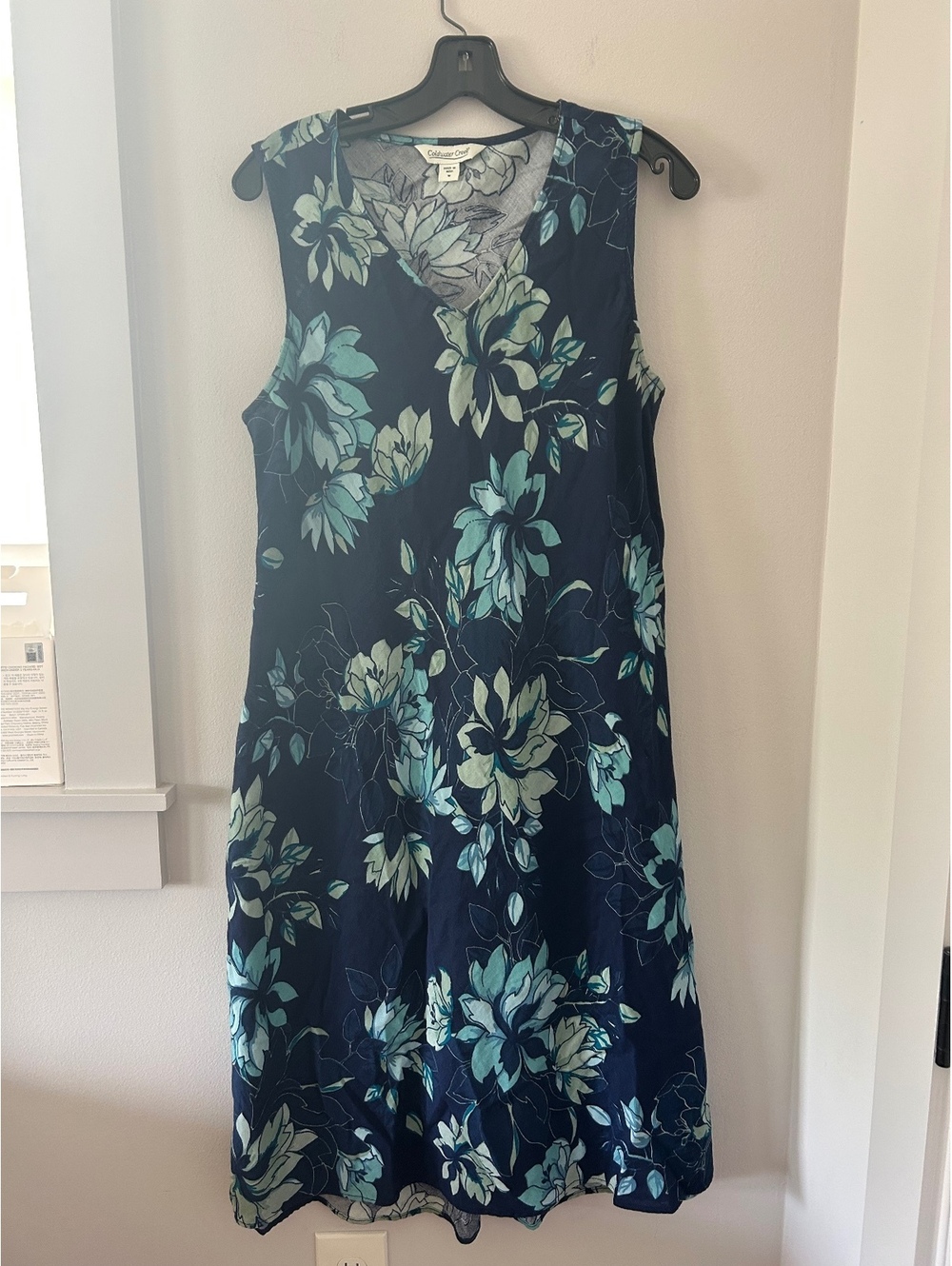 Coldwater Creek 100% Cotton Knee Length Floral Print Dress Women’s Size Medium